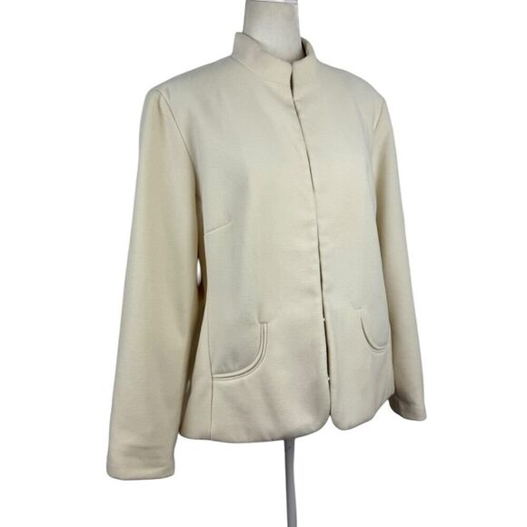 Chicos Mandarin Collar Blazer Jacket Size XL 16 Off White Lined Career Job - Picture 5 of 13